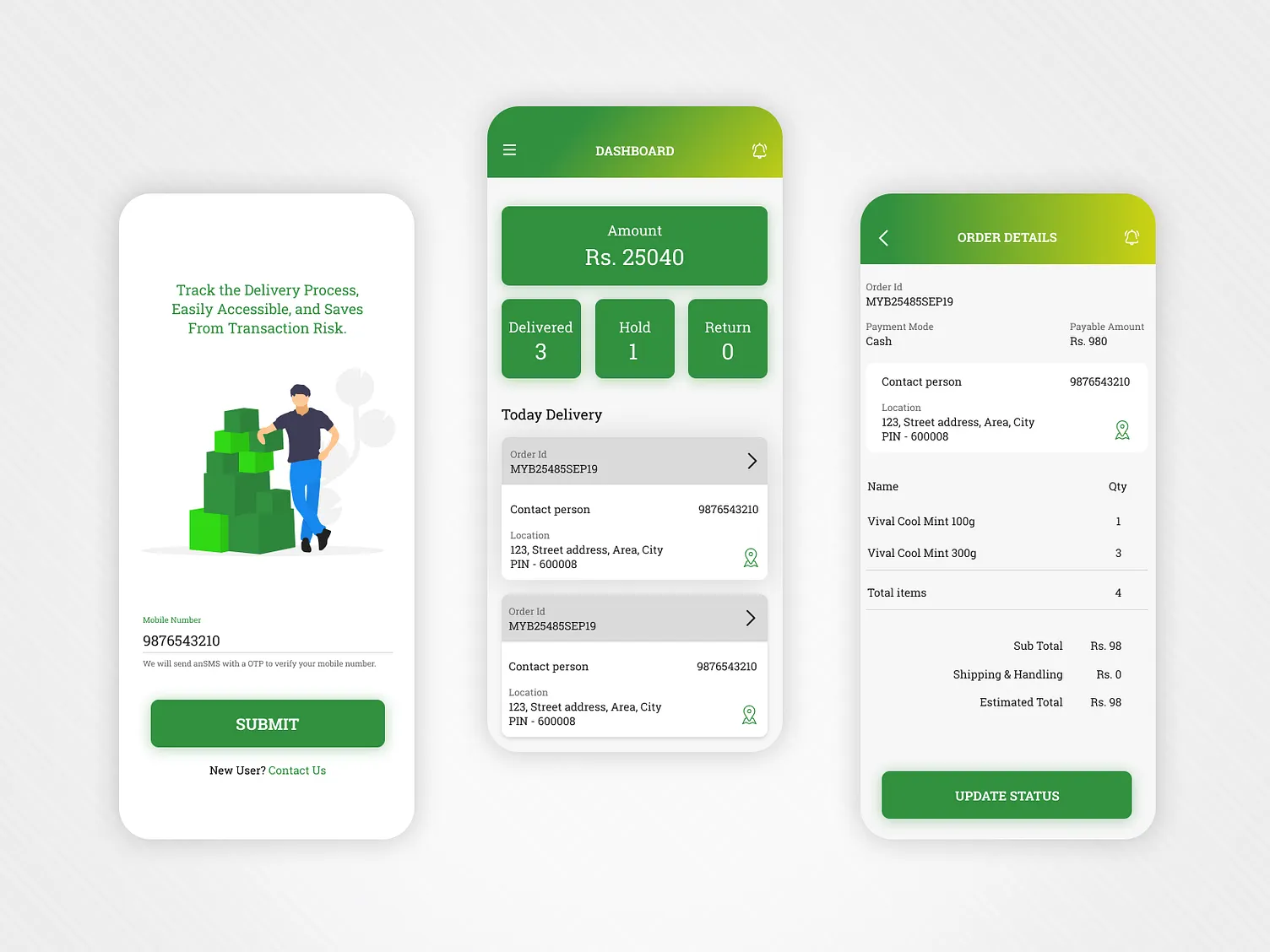 Delivery Tracking App UI